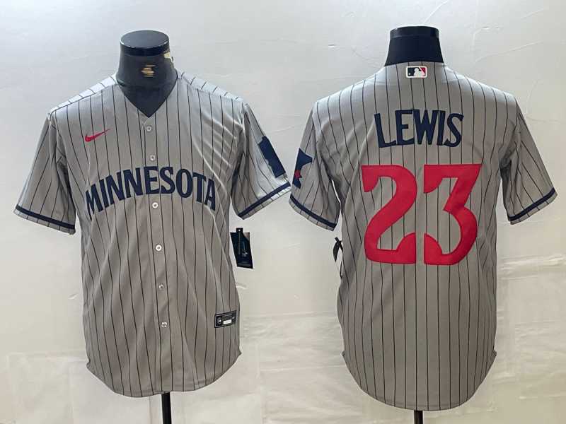 Mens Minnesota Twins #23 Royce Lewis 2023 Grey Home Team Cool Base Stitched Jersey